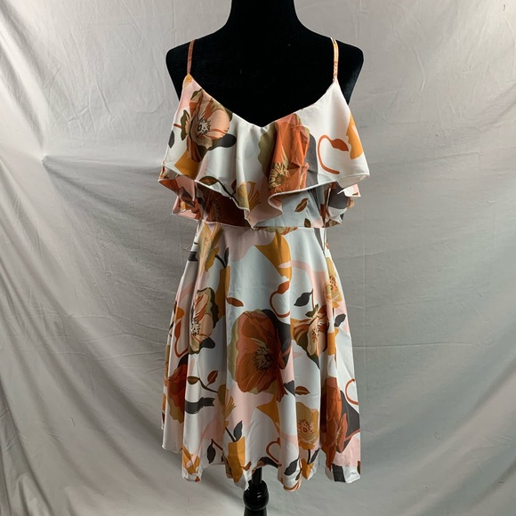 Boho Floral Print Ruffle Trim Cami Dress - Picture 6 of 6